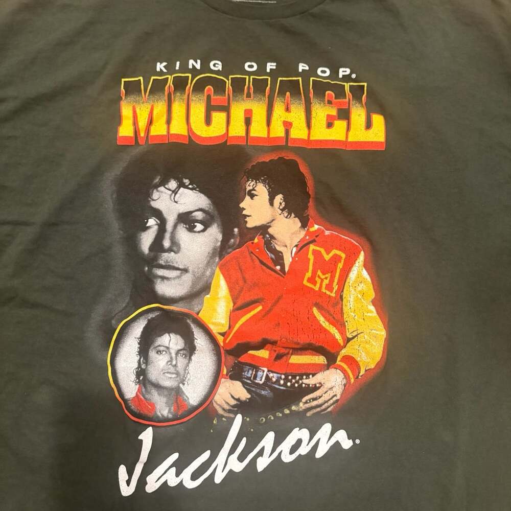 Michael Jackson King of Pop T Shirt Menโs 3X Dark Green Graphic Tee 100% Cotton